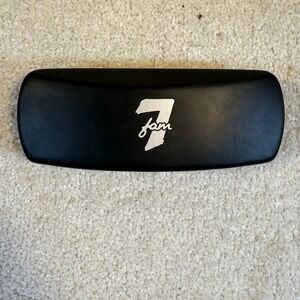 FAM 7 Black Hard Shell Eyeglasses Case with Silver Logo Clamshell